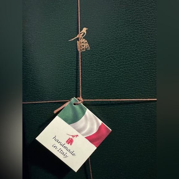 Italian Leather Bieffe Set of Three Journals Green with Red leafing Notebooks - Picture 2 of 9